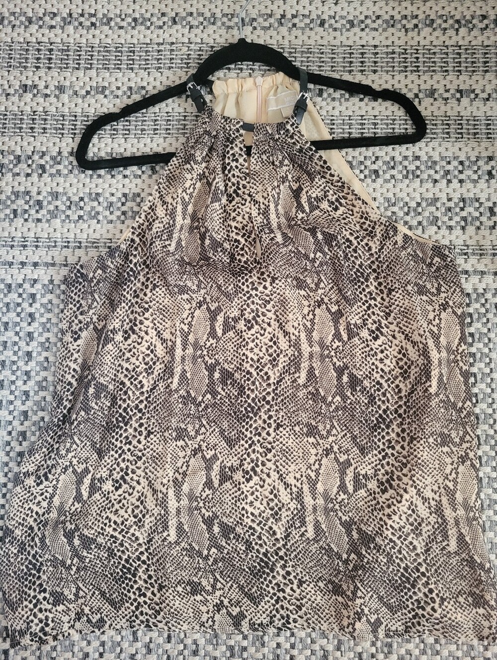 Michael Kors Beige Snake-Print Halter Camisole
